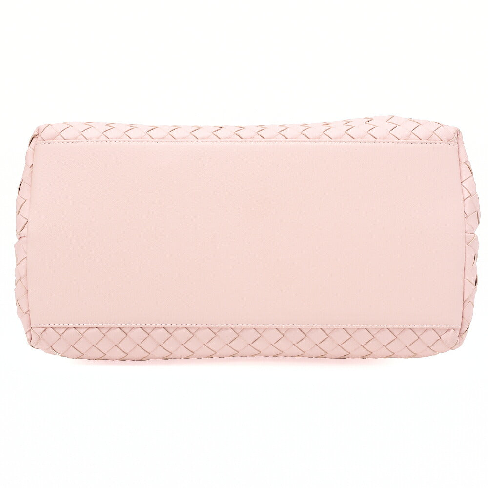 BOTTEGA VENETA Bottega Lambskin Intrecciato 2-Way Handbag Pink Black-Tone Hardware, Pre-Owned