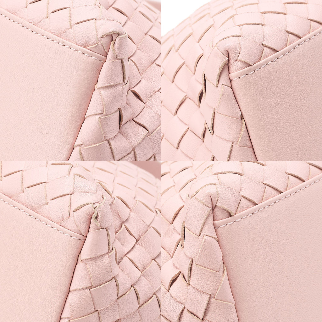 BOTTEGA VENETA Bottega Lambskin Intrecciato 2-Way Handbag Pink Black-Tone Hardware, Pre-Owned
