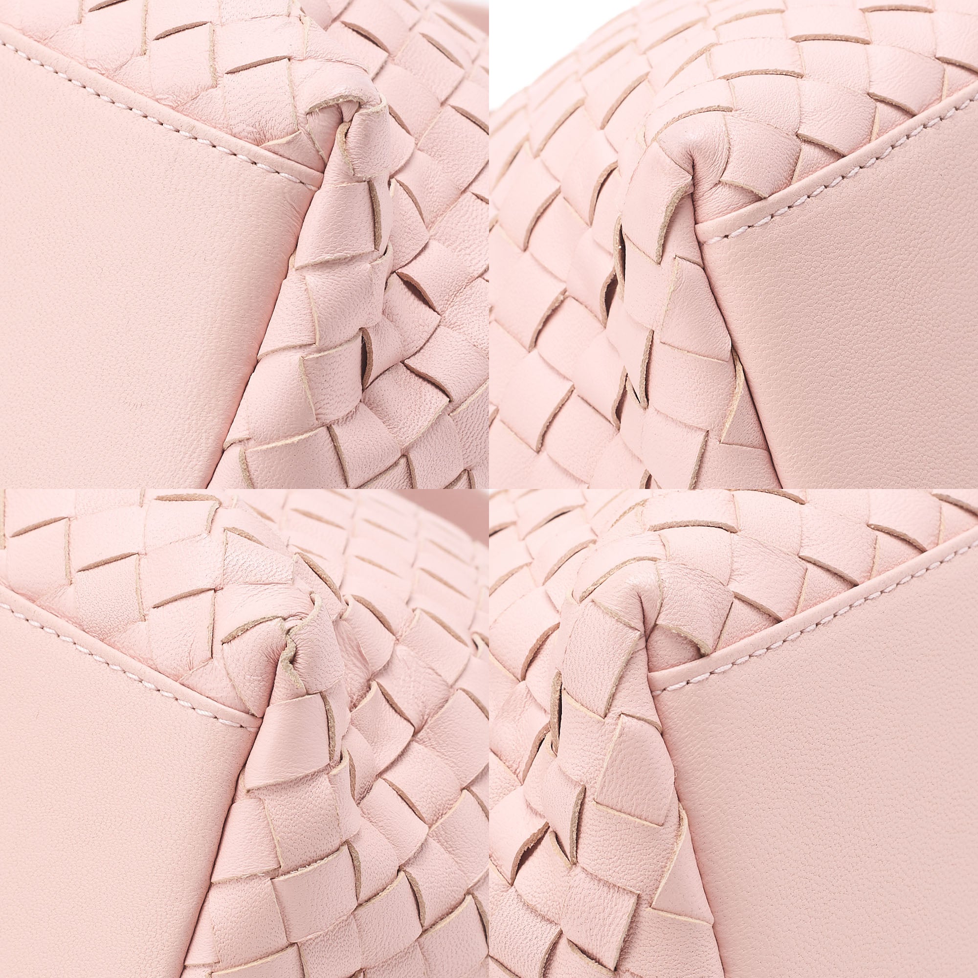 BOTTEGA VENETA Bottega Lambskin Intrecciato 2-Way Handbag Pink Black-Tone Hardware, Pre-Owned