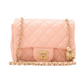 CHANEL Chain Shoulder Bag Mini Mattrasse 17cm Lambskin Single Flap Turnlock Pink Gold-Tone Hardware, Pre-Owned