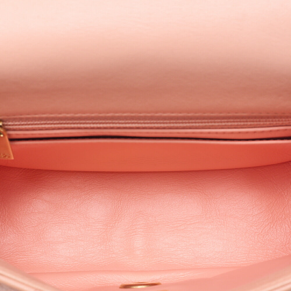 CHANEL Chain Shoulder Bag Mini Mattrasse 17cm Lambskin Single Flap Turnlock Pink Gold-Tone Hardware, Pre-Owned