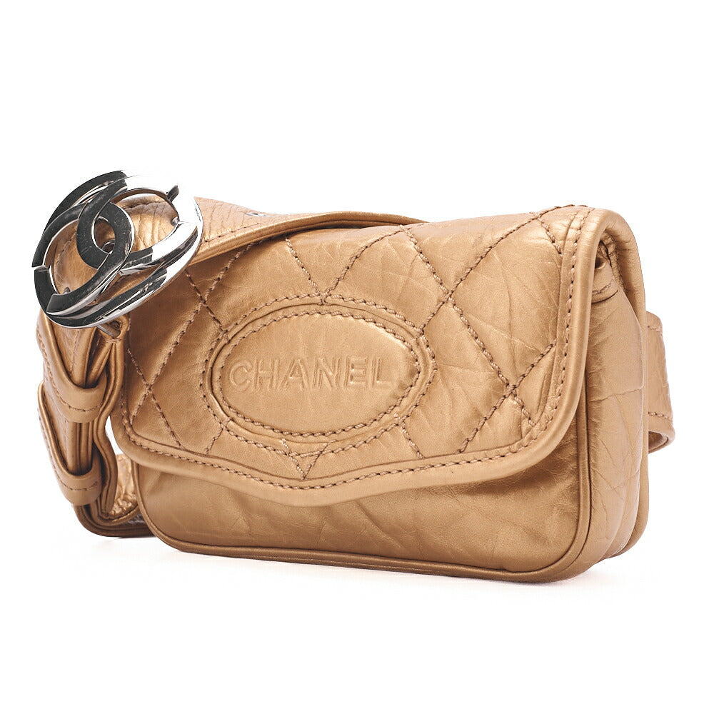 CHANEL Lambskin Logo Belt Waist Shoulder Gold Silver-Tone Hardware, Pre-Owned