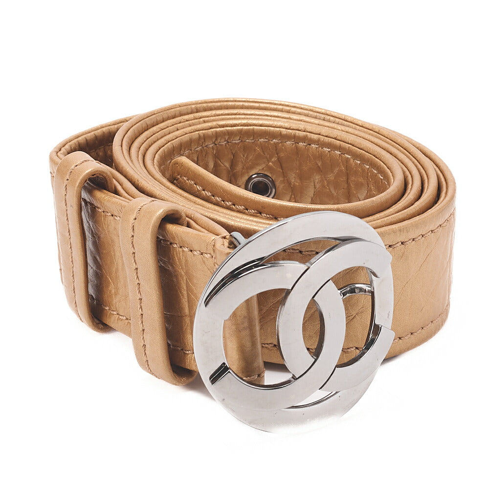 CHANEL Lambskin Logo Belt Waist Shoulder Gold Silver-Tone Hardware, Pre-Owned