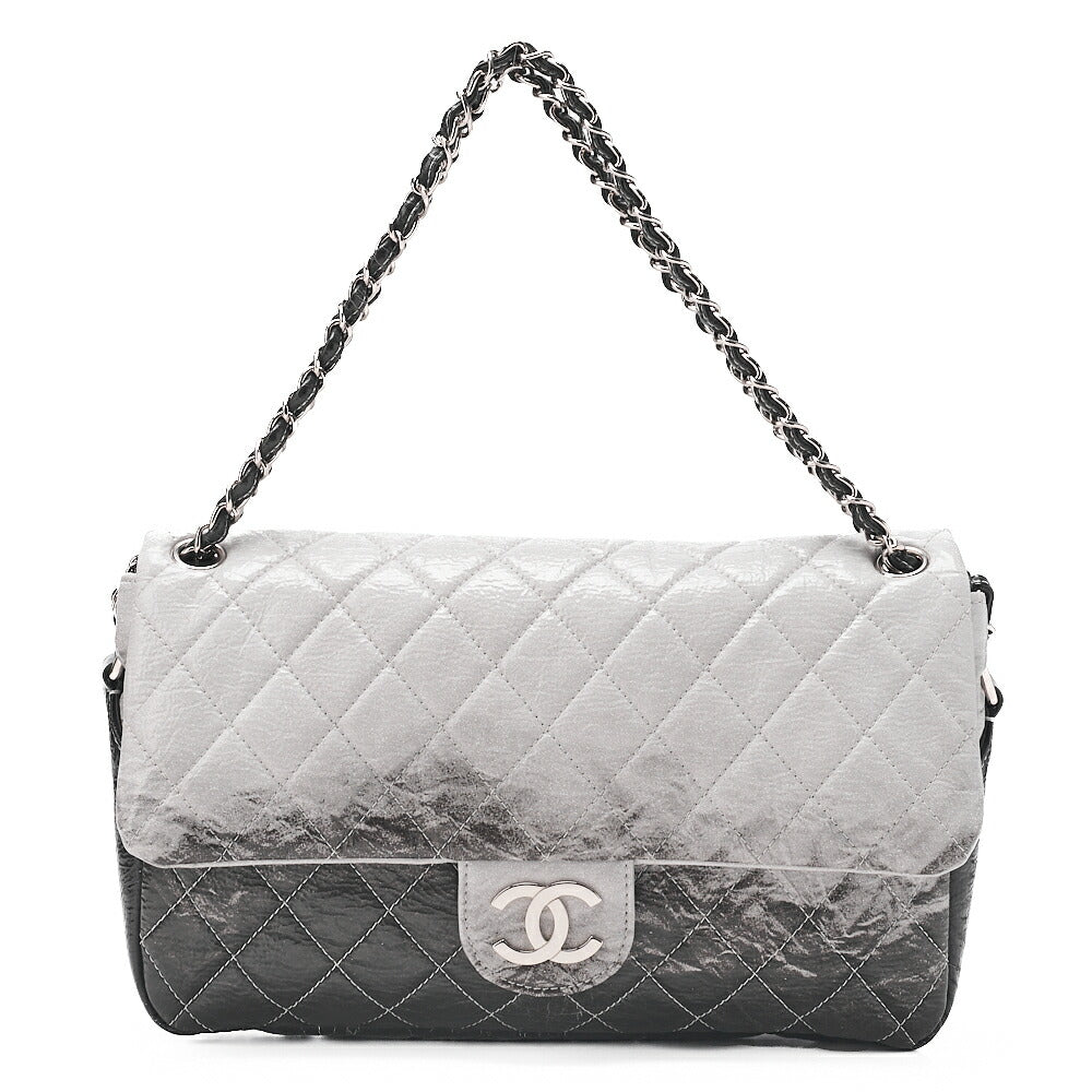 CHANEL Patent Matrasse Single Gradient Chain Shoulder Black X Gray Silver-Tone Hardware, Pre-Owned