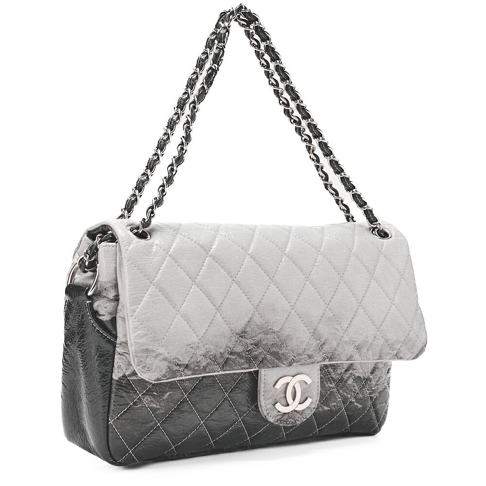 CHANEL Patent Matrasse Single Gradient Chain Shoulder Black X Gray Silver-Tone Hardware, Pre-Owned