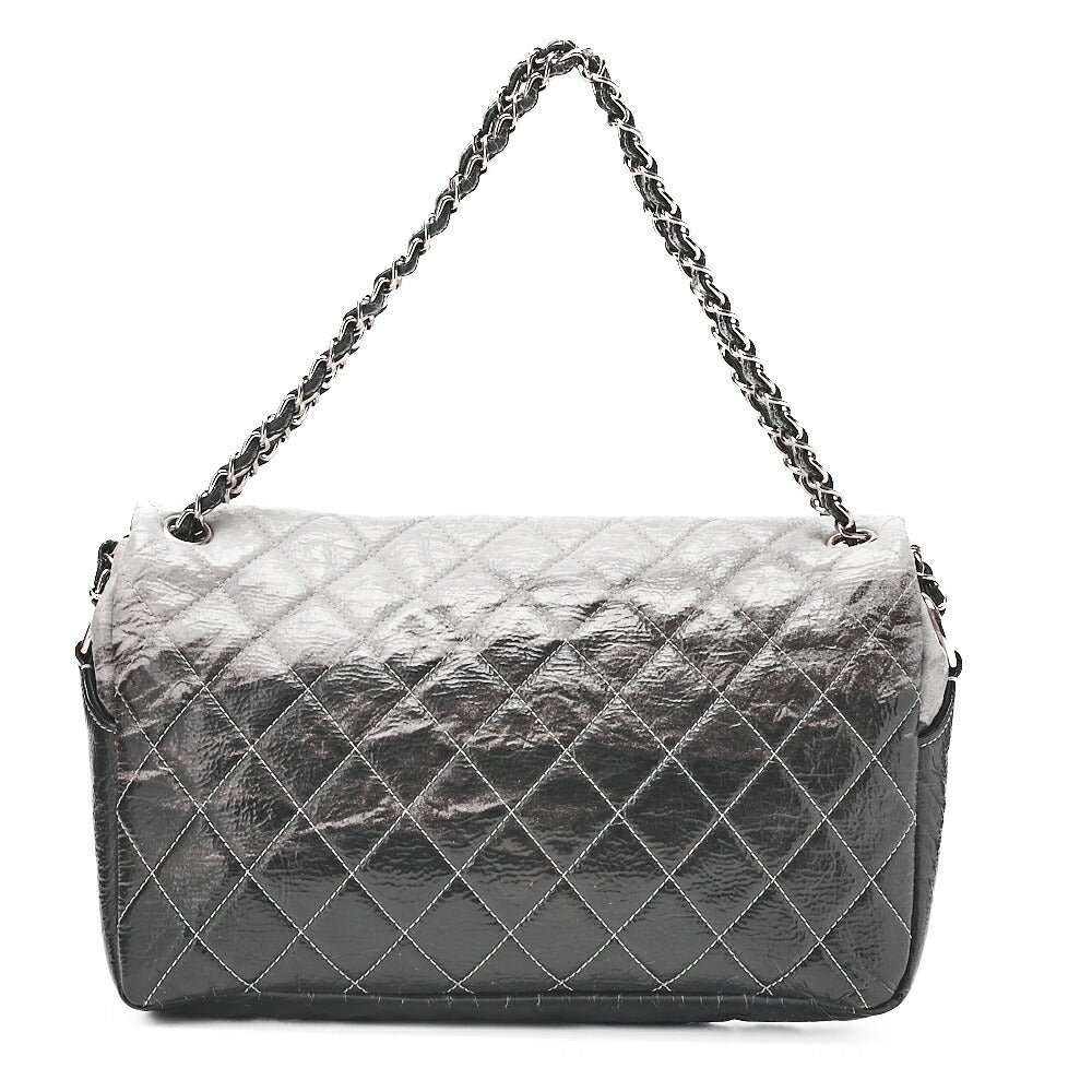 CHANEL Patent Matrasse Single Gradient Chain Shoulder Black X Gray Silver-Tone Hardware, Pre-Owned
