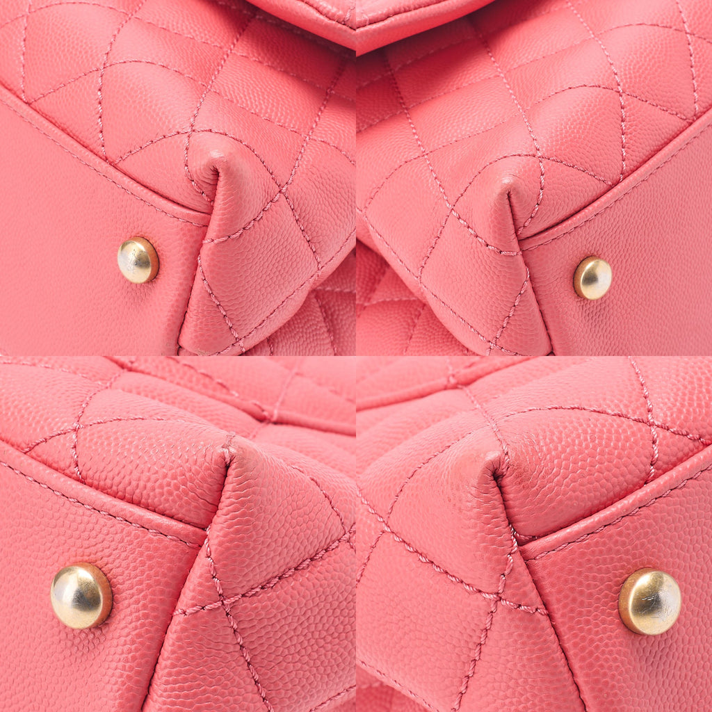 CHANEL Shoulder Bag Handbag Matlasse Coco Handle 2WAY Caviar Skin Rose Pink Gold-Tone Hardware, Pre-Owned