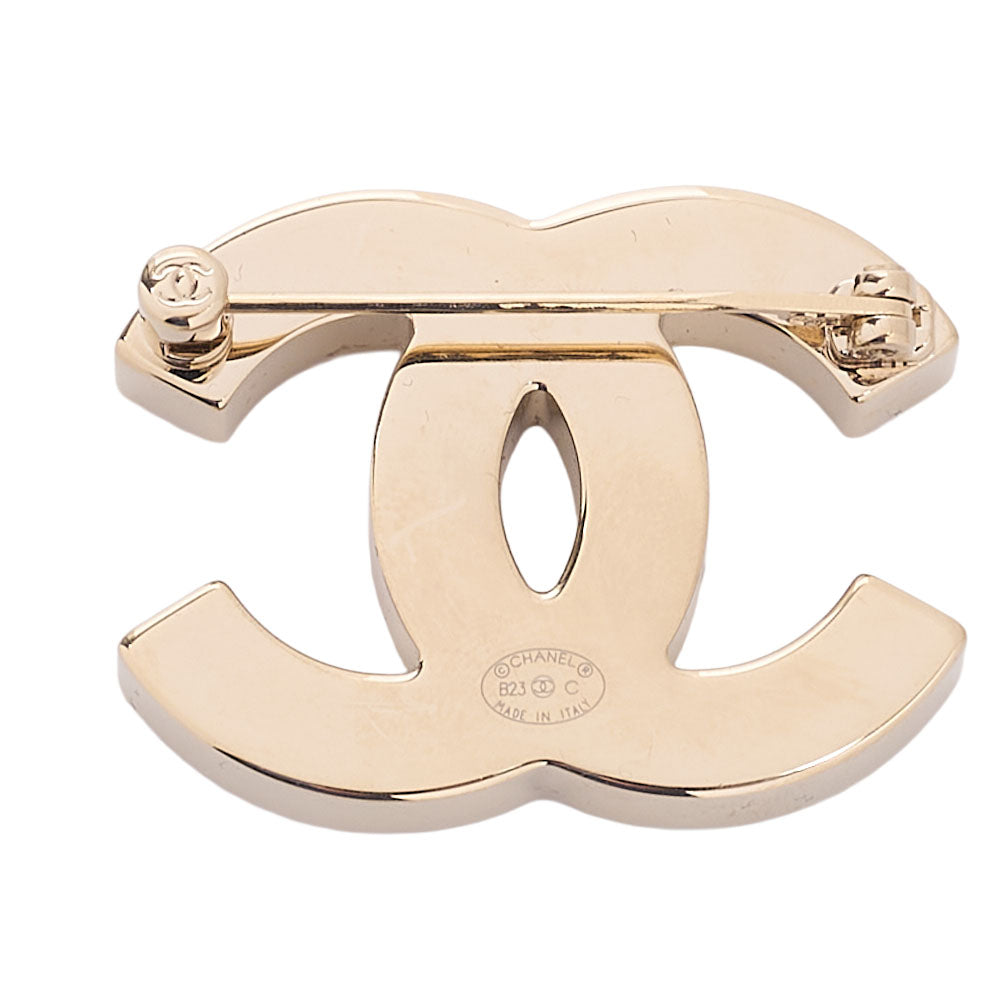 CHANEL Cocomark B23C Brooch GP (Gold Plated) x Plastic Black x Pink Brooch Gold-Tone Hardware, Pre-Owned