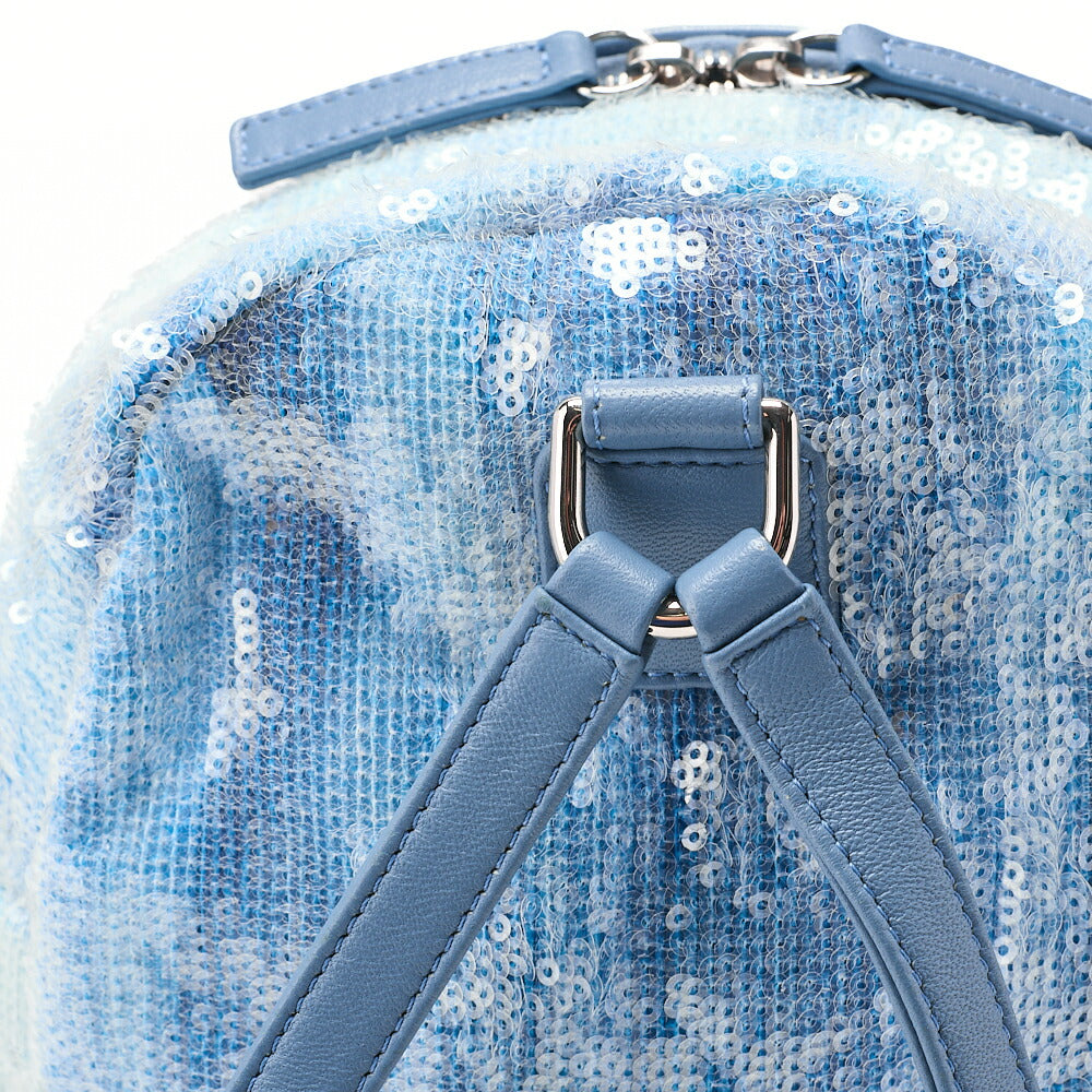 CHANEL Sequin Cocomark Chain Backpack Blue Multicolor Silver-Tone Hardware, Pre-Owned