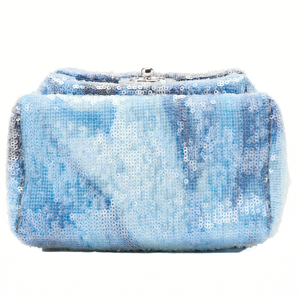CHANEL Sequin Cocomark Chain Backpack Blue Multicolor Silver-Tone Hardware, Pre-Owned