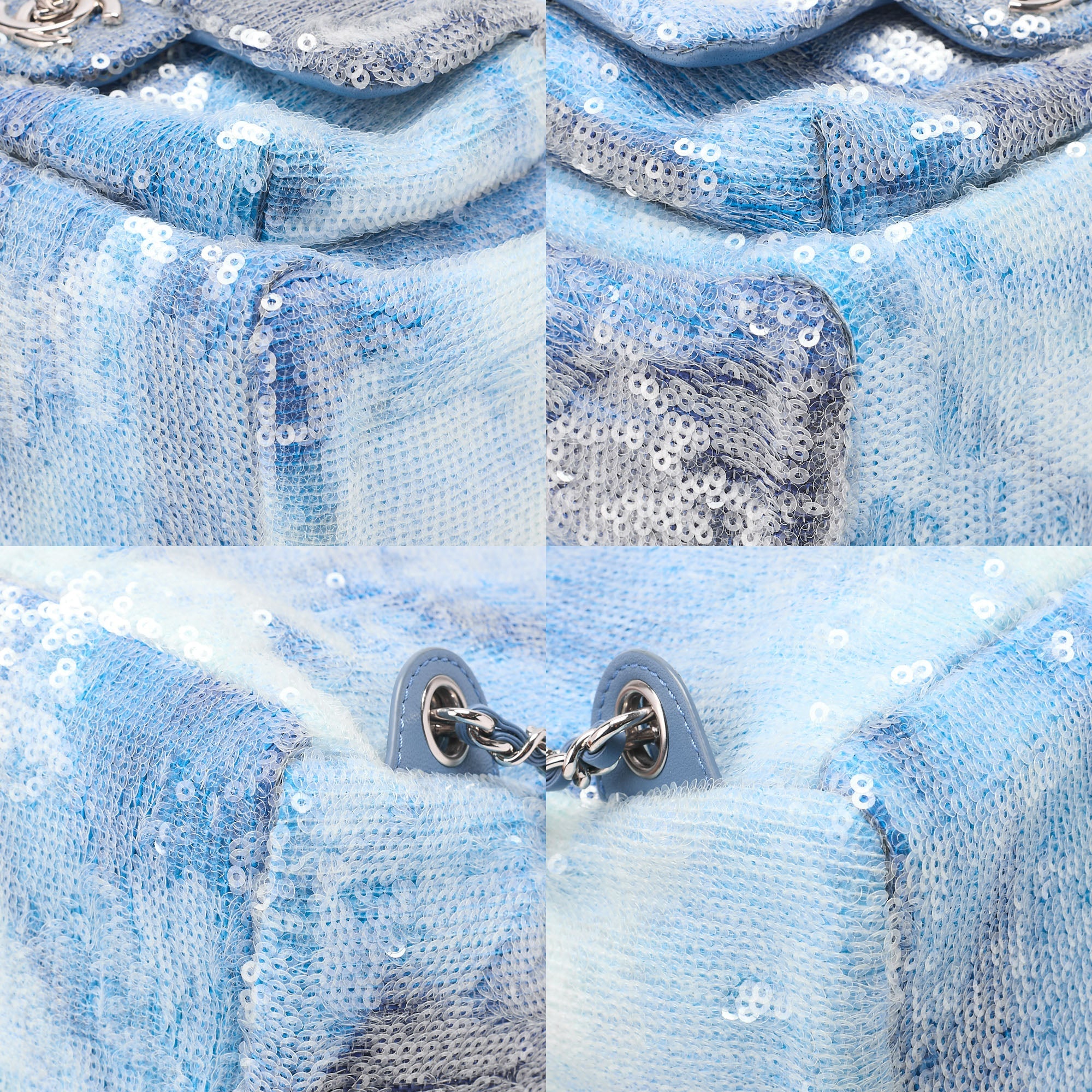 CHANEL Sequin Cocomark Chain Backpack Blue Multicolor Silver-Tone Hardware, Pre-Owned