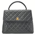 CHANEL Handbag Matlasse Turnlock Kelly Shape Caviar Skin Black Gold-Tone Hardware, Pre-Owned