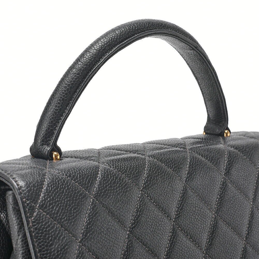 CHANEL Handbag Matlasse Turnlock Kelly Shape Caviar Skin Black Gold-Tone Hardware, Pre-Owned