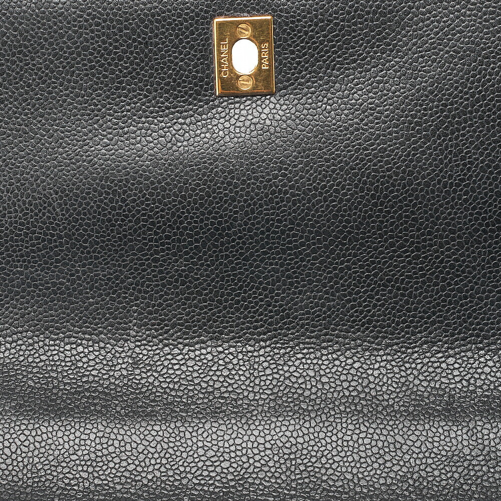 CHANEL Handbag Matlasse Turnlock Kelly Shape Caviar Skin Black Gold-Tone Hardware, Pre-Owned