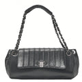 CHANEL Mademoiselle Coco Mark Turnlock Chain Shoulder Lambskin Black Silver-Tone Hardware, Pre-Owned