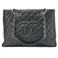 CHANEL Shoulder Bag Tote Bag Matlasse GST Chain Tote Caviskin Black Silver-Tone Hardware, Pre-Owned