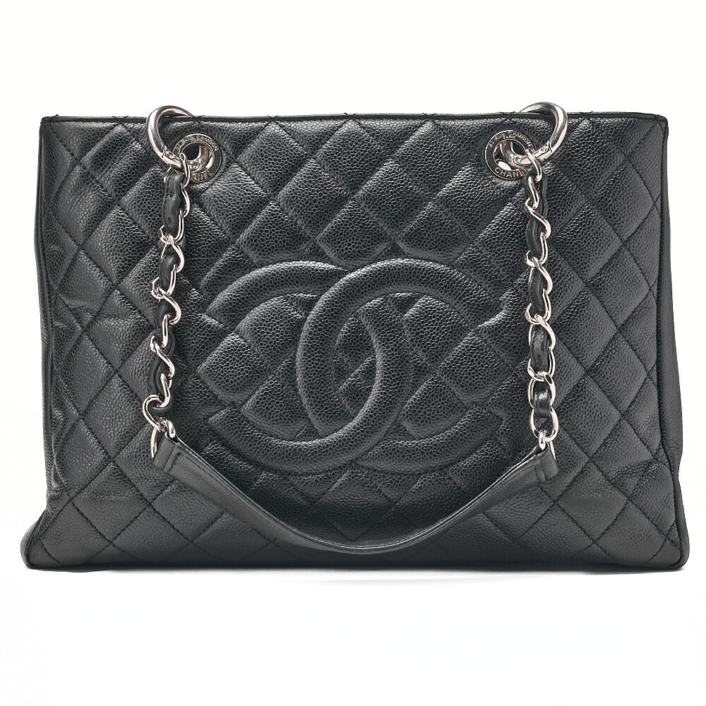 CHANEL Shoulder Bag Tote Bag Matlasse GST Chain Tote Caviskin Black Silver-Tone Hardware, Pre-Owned