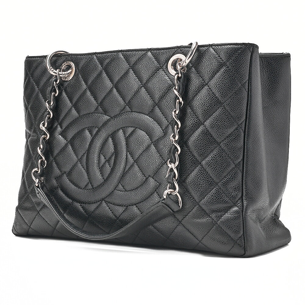 CHANEL Shoulder Bag Tote Bag Matlasse GST Chain Tote Caviskin Black Silver-Tone Hardware, Pre-Owned
