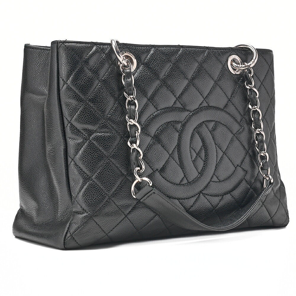 CHANEL Shoulder Bag Tote Bag Matlasse GST Chain Tote Caviskin Black Silver-Tone Hardware, Pre-Owned