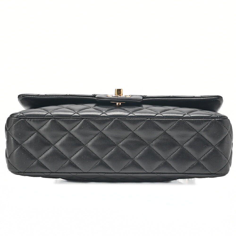 CHANEL Lambskin Matrasse 25cm Single Flap Icon Chain Shoulder Black Gold-Tone Hardware, Pre-Owned