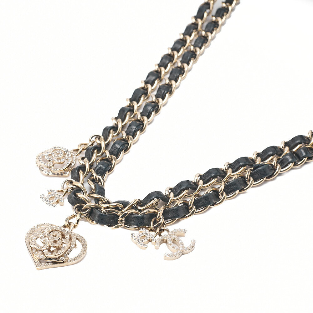 CHANEL Lambskin Matrasse 25cm Single Flap Icon Chain Shoulder Black Gold-Tone Hardware, Pre-Owned