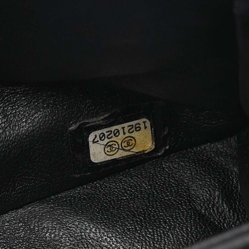 CHANEL Lambskin Matrasse 25cm Single Flap Icon Chain Shoulder Black Gold-Tone Hardware, Pre-Owned