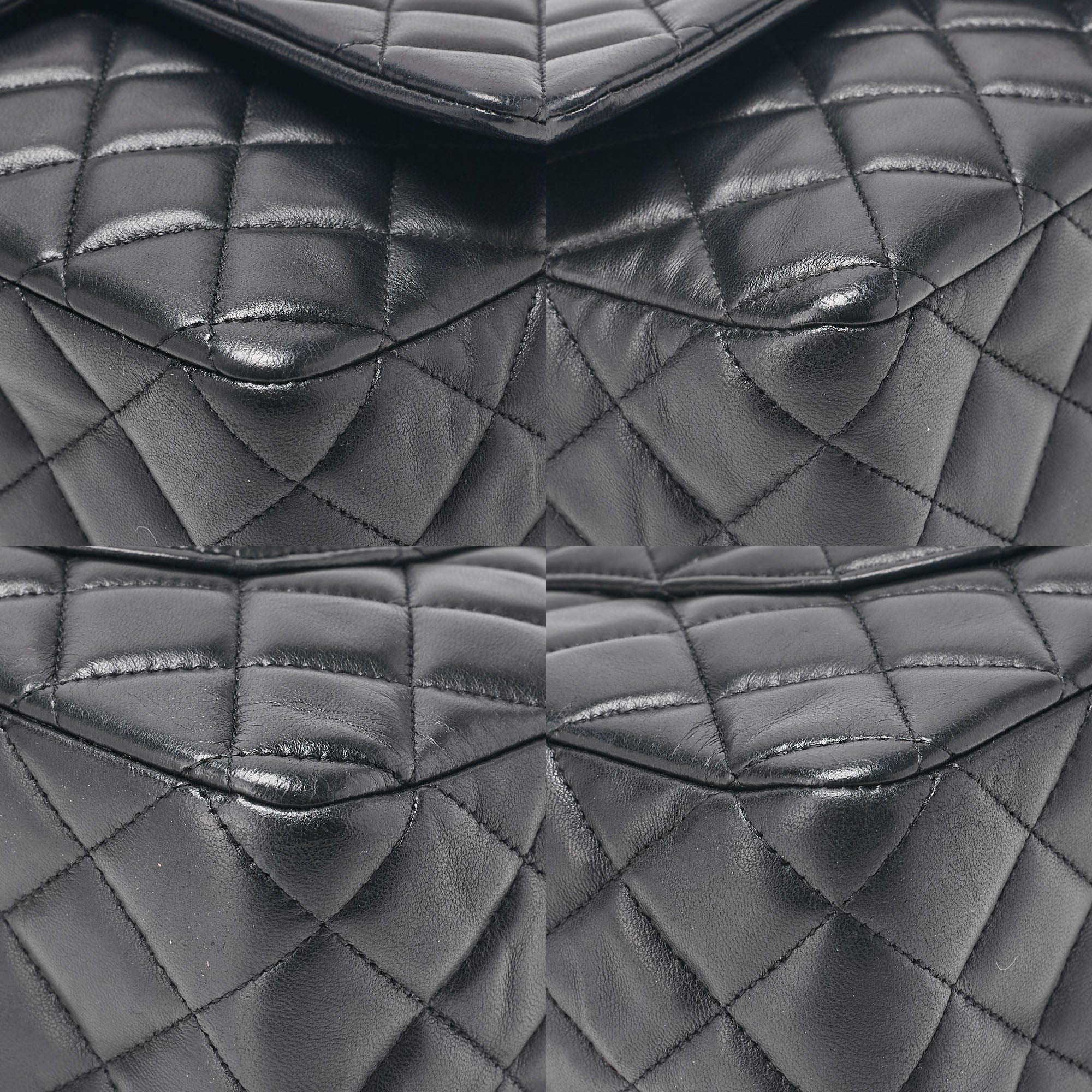CHANEL Lambskin Matrasse 25cm Single Flap Icon Chain Shoulder Black Gold-Tone Hardware, Pre-Owned