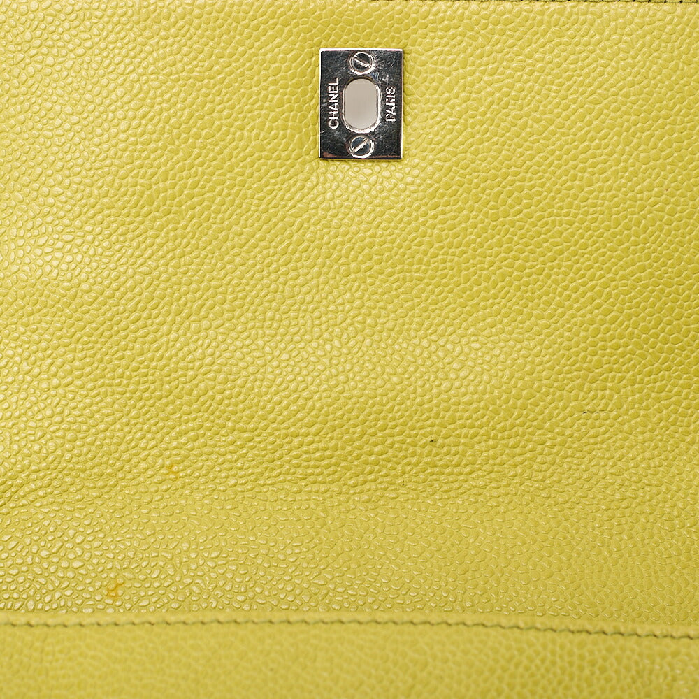 CHANEL Caviar Skin Turnlock Logo Mark One Chain Shoulder Green Silver-Tone Hardware, Pre-Owned