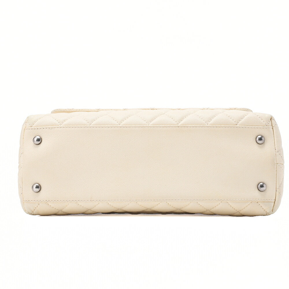 CHANEL Shoulder Bag Matlasse Coco Handle 2WAY Handbag Caviar Skin x Lizard Ivory Vintage-Tone Hardware, Pre-Owned
