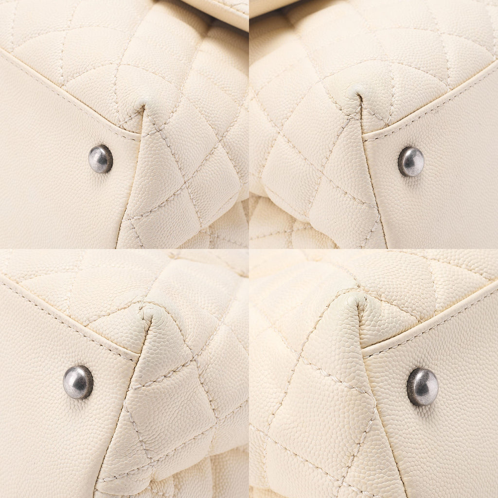 CHANEL Shoulder Bag Matlasse Coco Handle 2WAY Handbag Caviar Skin x Lizard Ivory Vintage-Tone Hardware, Pre-Owned
