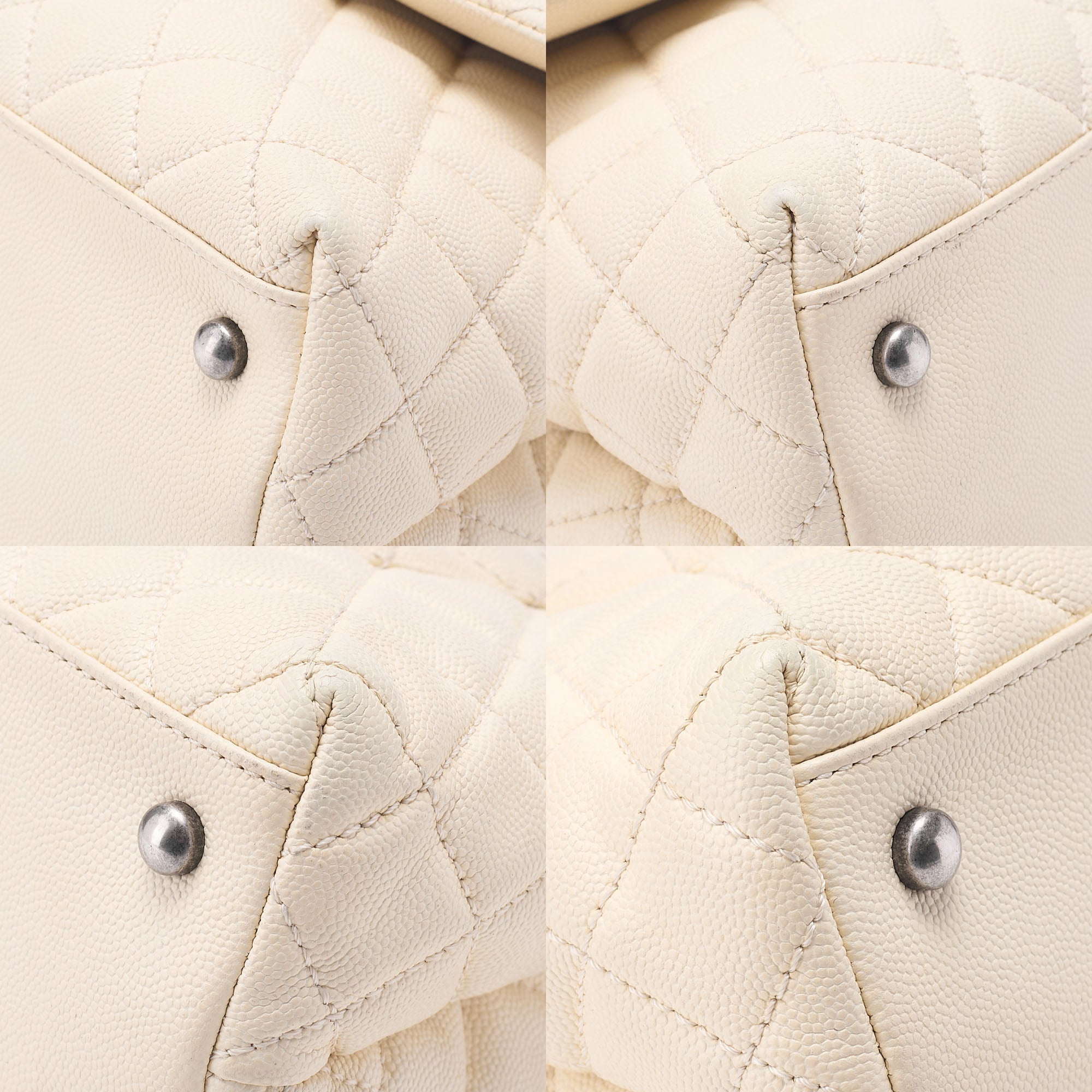 CHANEL Shoulder Bag Matlasse Coco Handle 2WAY Handbag Caviar Skin x Lizard Ivory Vintage-Tone Hardware, Pre-Owned