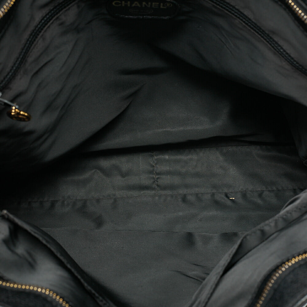 CHANEL Logo Mark Tote Bag with Logo Charm Caviar Skin Black Gold-Tone Hardware, Pre-Owned