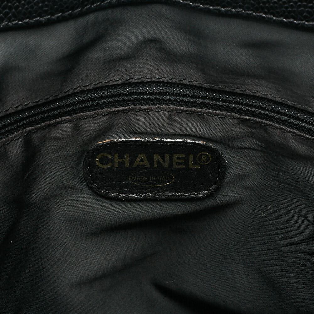 CHANEL Logo Mark Tote Bag with Logo Charm Caviar Skin Black Gold-Tone Hardware, Pre-Owned