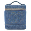 CHANEL Cocomark Vanity Handbag Denim Blue Gold-Tone Hardware, Pre-Owned