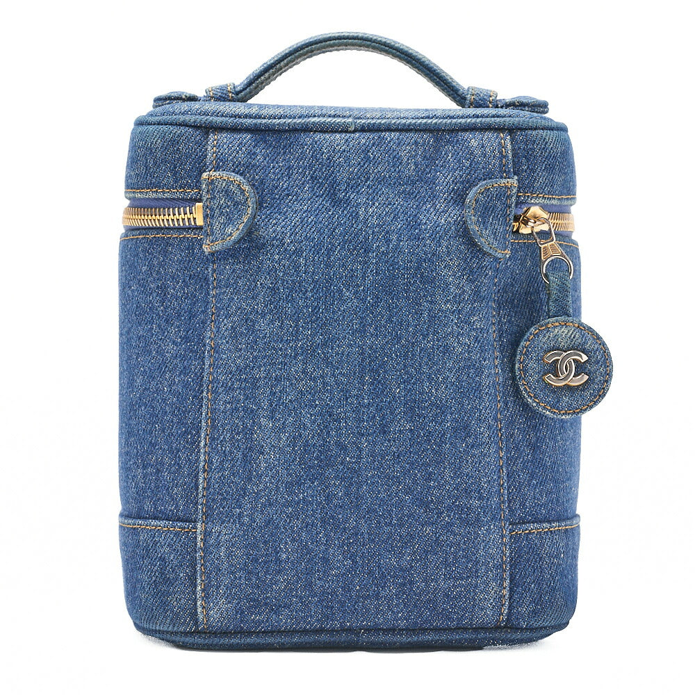 CHANEL Cocomark Vanity Handbag Denim Blue Gold-Tone Hardware, Pre-Owned