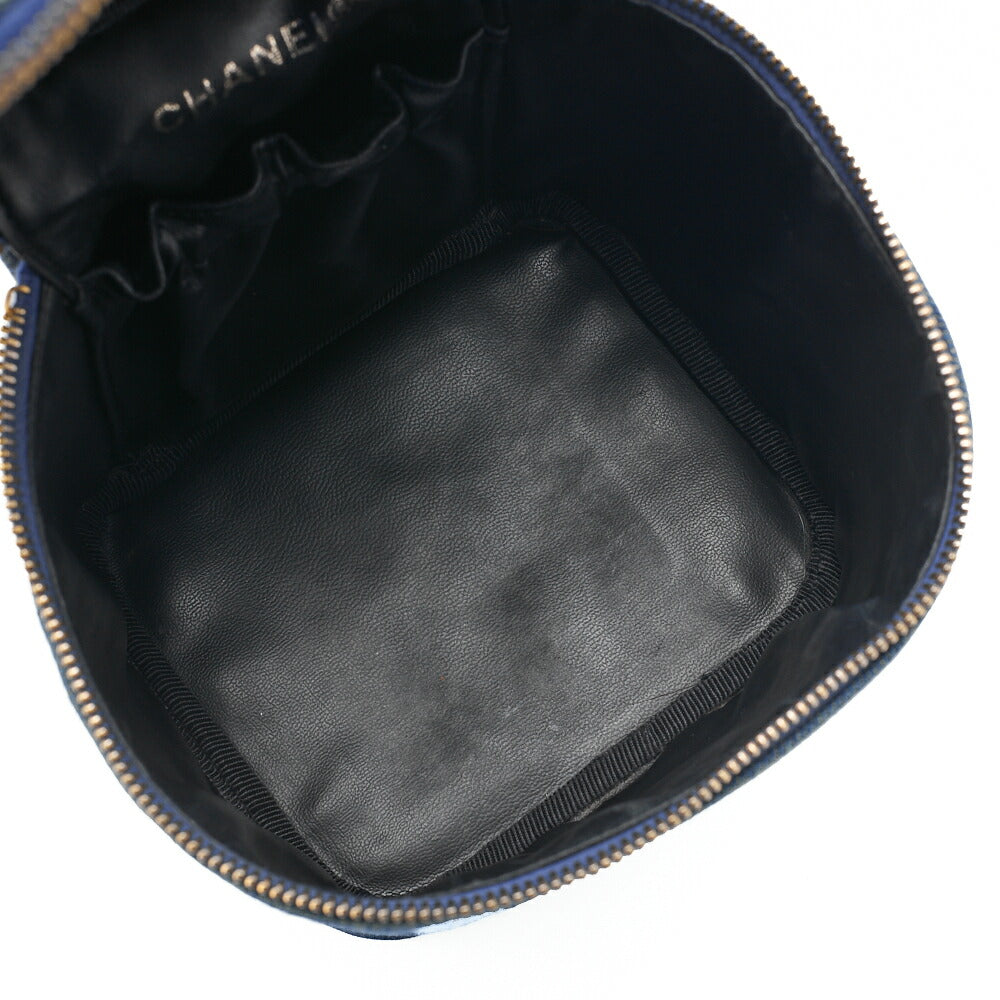 CHANEL Cocomark Vanity Handbag Denim Blue Gold-Tone Hardware, Pre-Owned