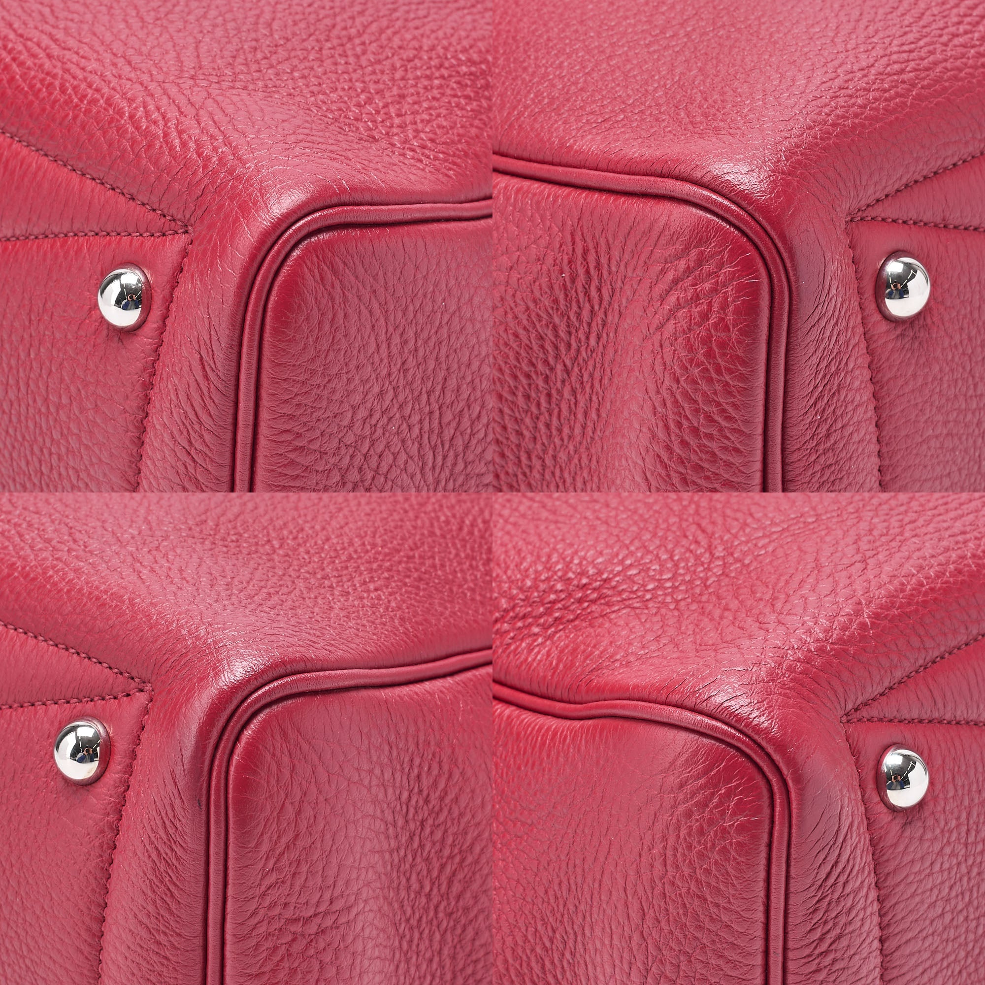 HERMES Victoria 35 Trion Clemence Tote Bag Rouge Garance Silver -Tone Hardware, Pre-Owned