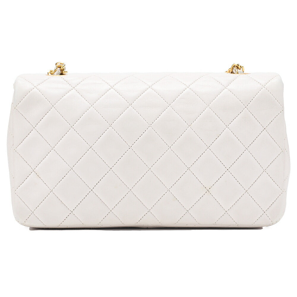 CHANEL Lambskin Matelasse Full Flap Chain Shoulder White Gold-Tone Hardware, Pre-Owned