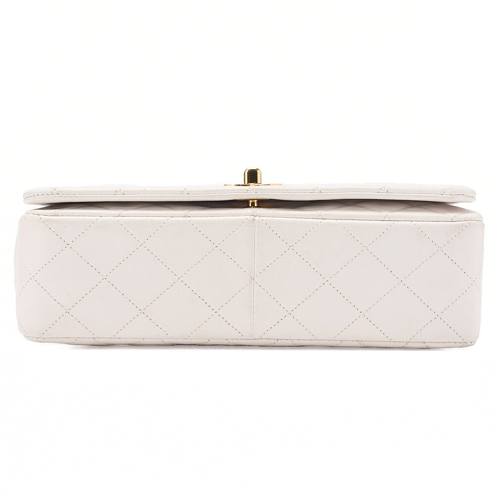 CHANEL Lambskin Matelasse Full Flap Chain Shoulder White Gold-Tone Hardware, Pre-Owned