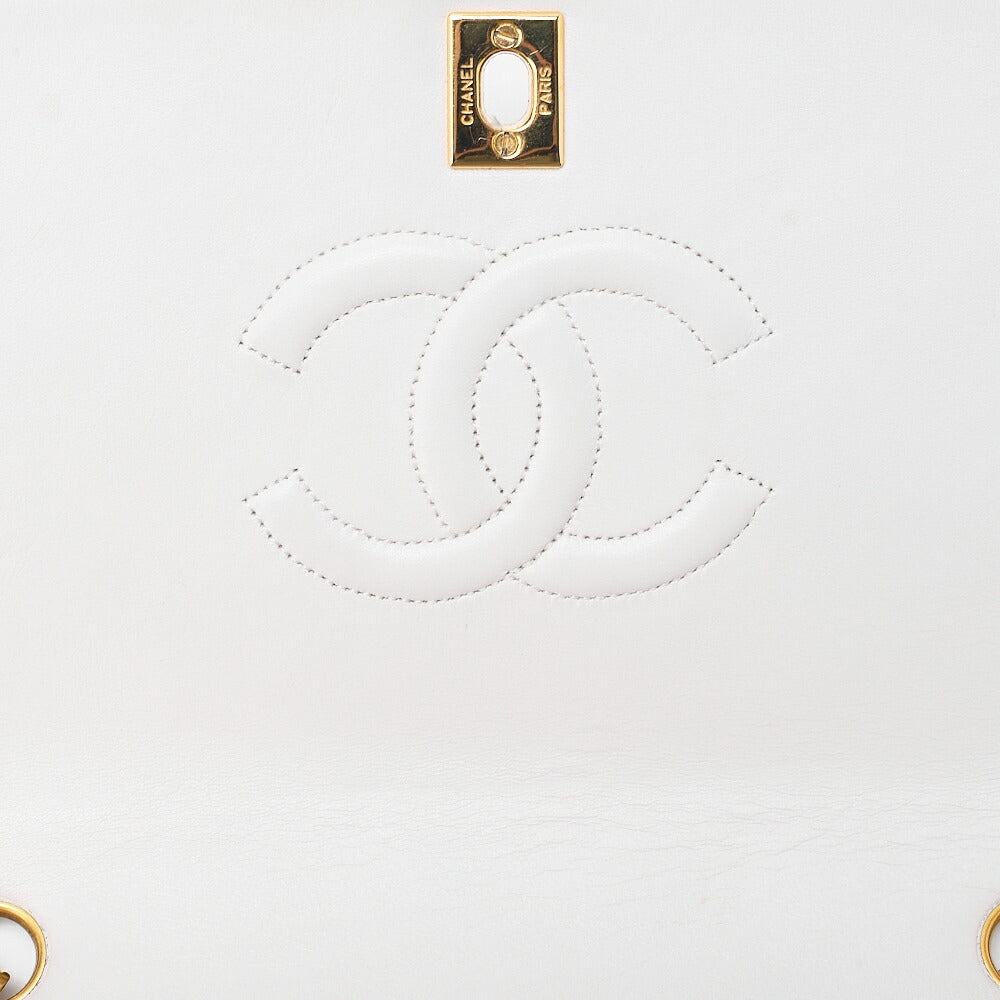 CHANEL Lambskin Matelasse Full Flap Chain Shoulder White Gold-Tone Hardware, Pre-Owned