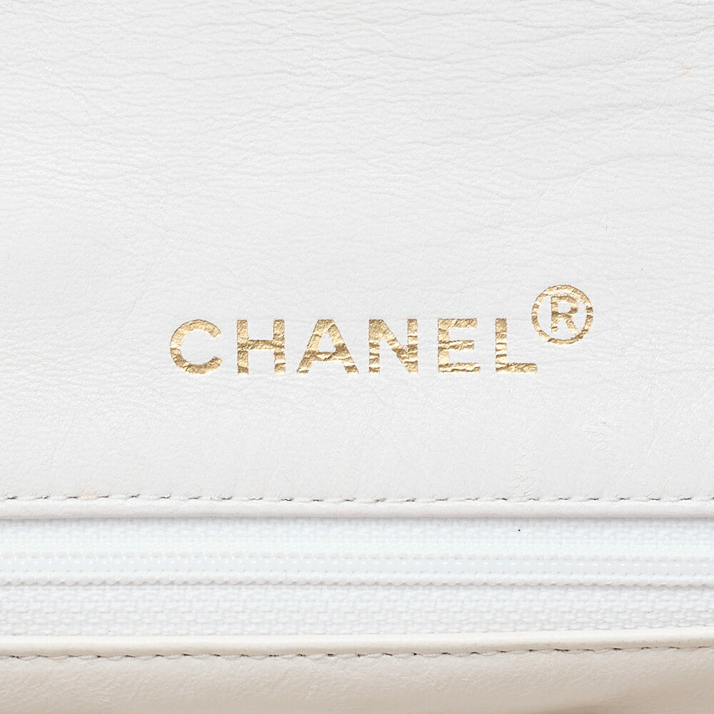 CHANEL Lambskin Matelasse Full Flap Chain Shoulder White Gold-Tone Hardware, Pre-Owned