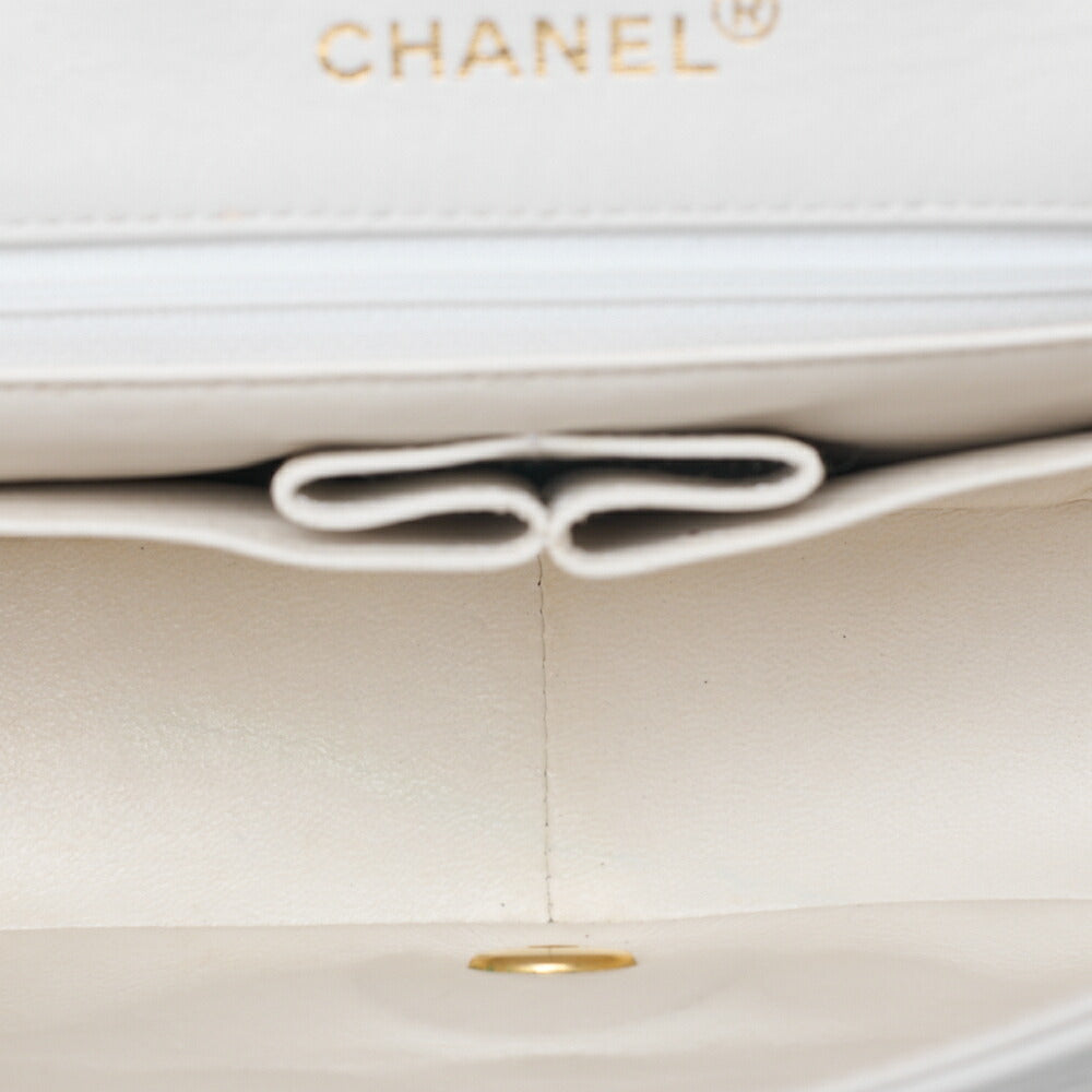 CHANEL Lambskin Matelasse Full Flap Chain Shoulder White Gold-Tone Hardware, Pre-Owned