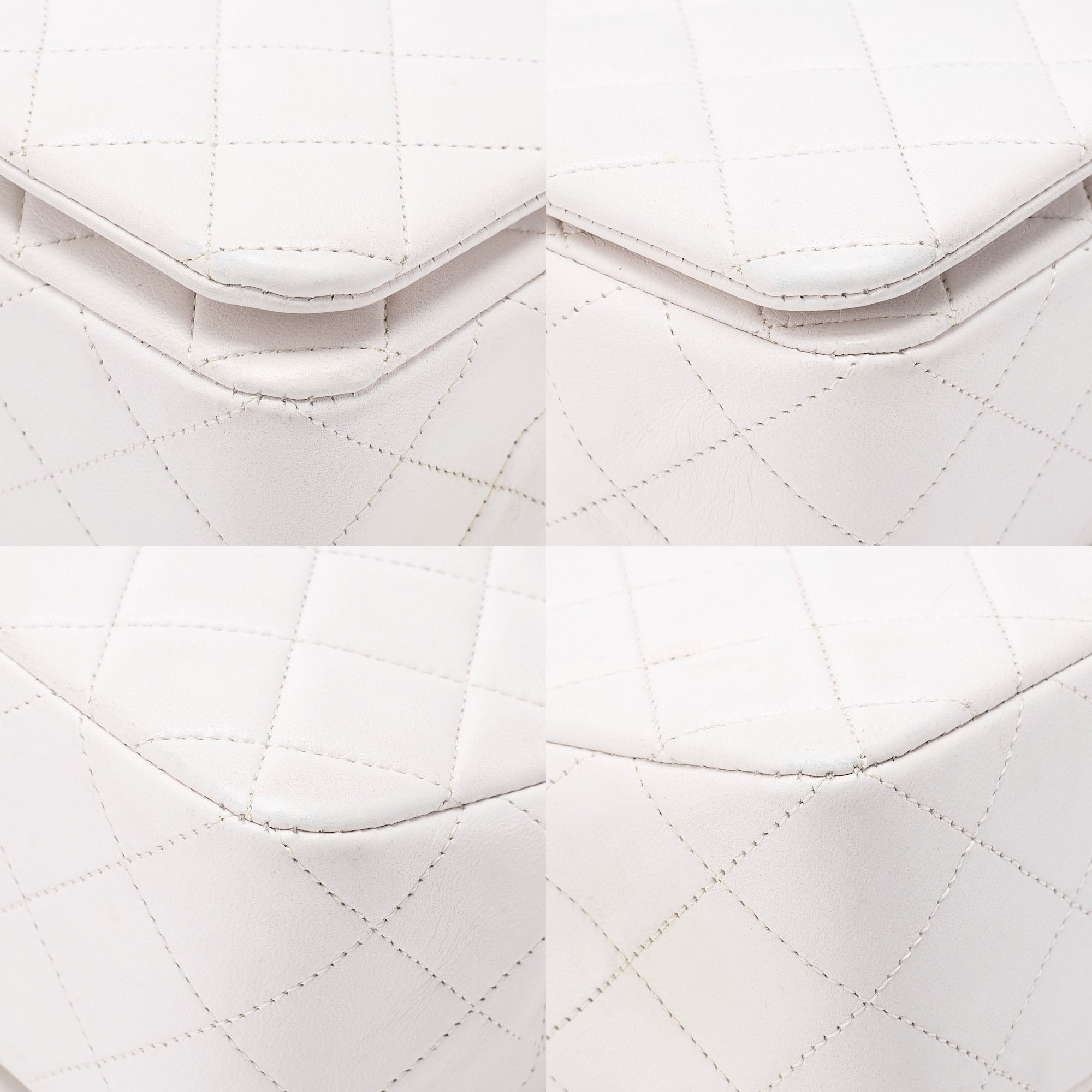 CHANEL Lambskin Matelasse Full Flap Chain Shoulder White Gold-Tone Hardware, Pre-Owned