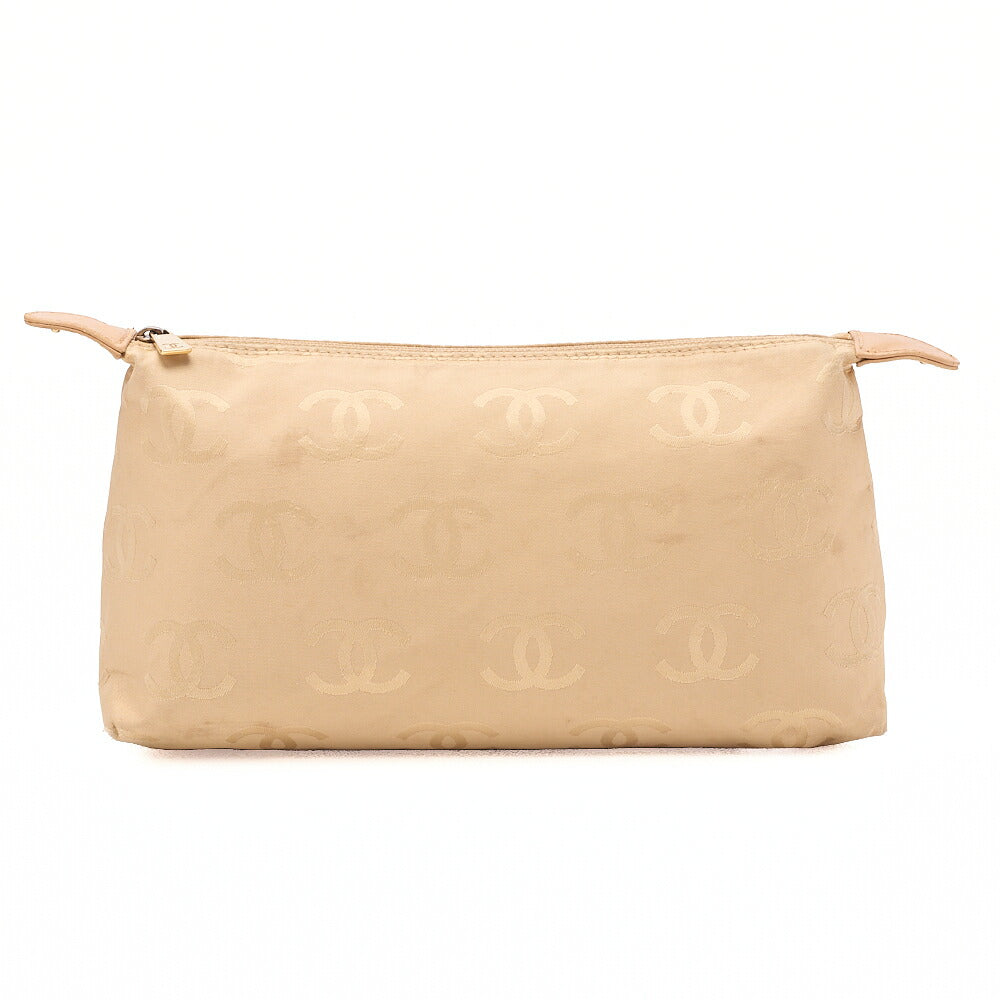 CHANEL Coco Mark Wild Stitch Handbag Calf Leather Beige Gold-Tone Hardware, Pre-Owned