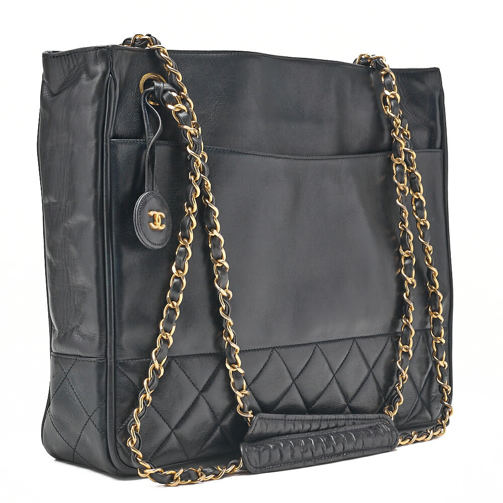 CHANEL Matelasse with Pull Charm Double Chain Shoulder Lambskin Navy Gold-Tone Hardware, Pre-Owned