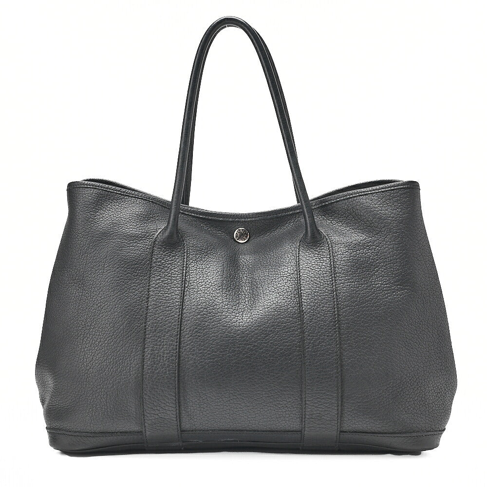 HERMES Garden Party PM Tote Bag Negonda Black Silver-Tone Hardware, Pre-Owned