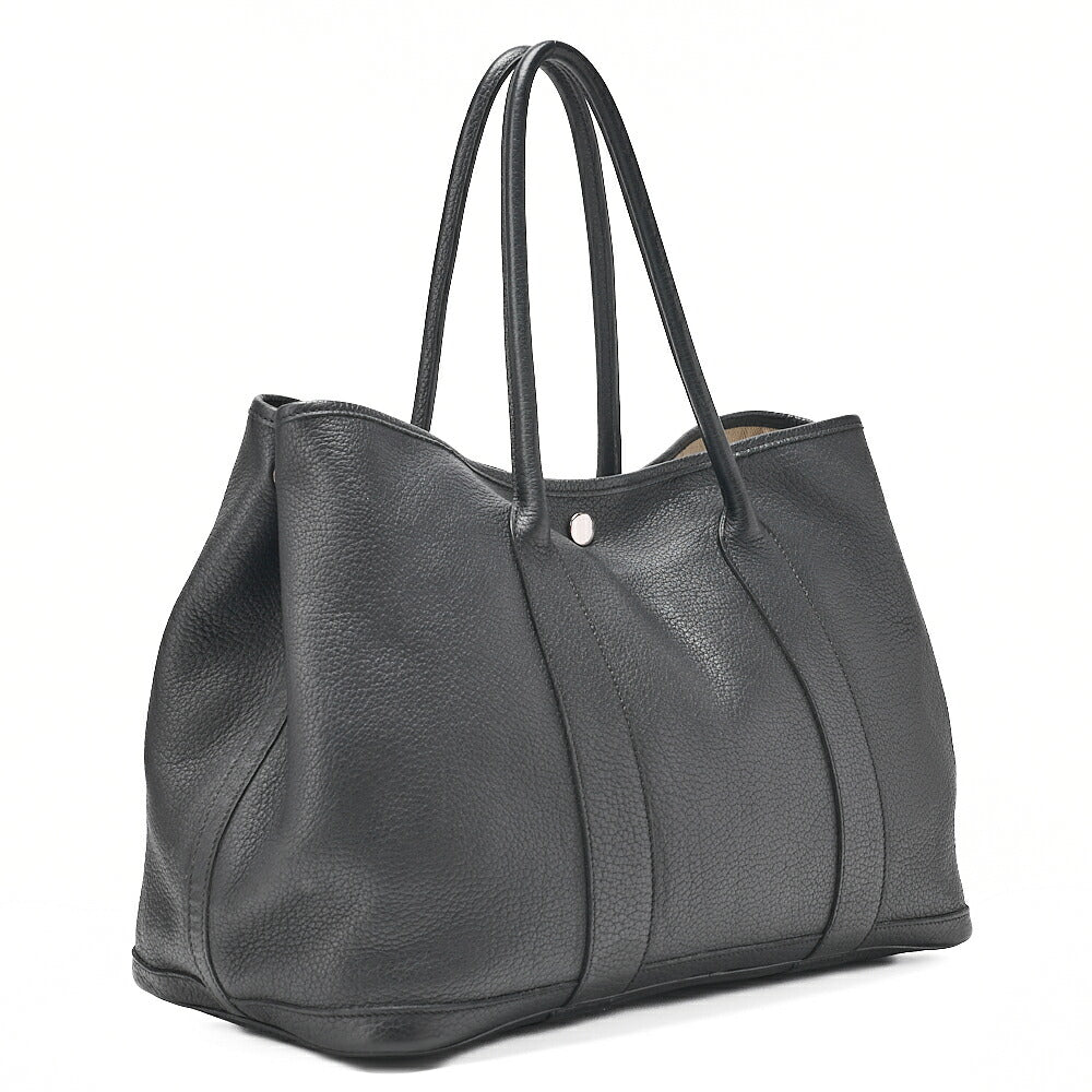 HERMES Garden Party PM Tote Bag Negonda Black Silver-Tone Hardware, Pre-Owned