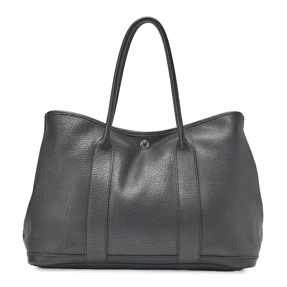 HERMES Garden Party PM Tote Bag Negonda Black Silver-Tone Hardware, Pre-Owned