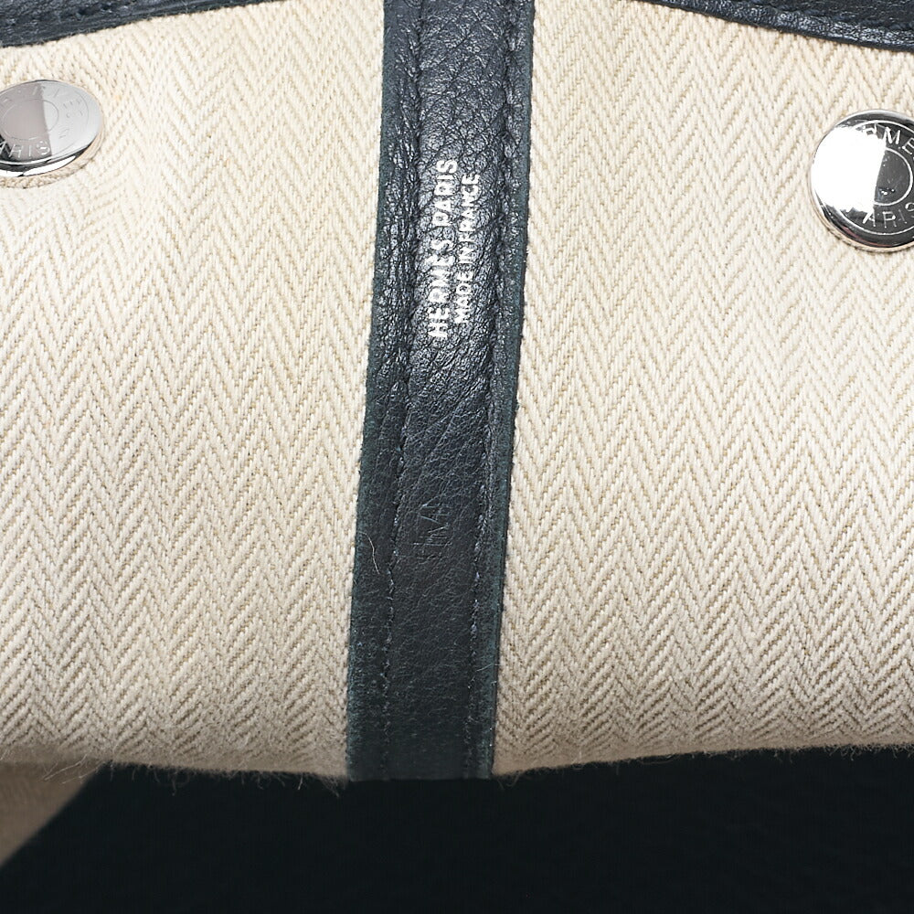 HERMES Garden Party PM Tote Bag Negonda Black Silver-Tone Hardware, Pre-Owned