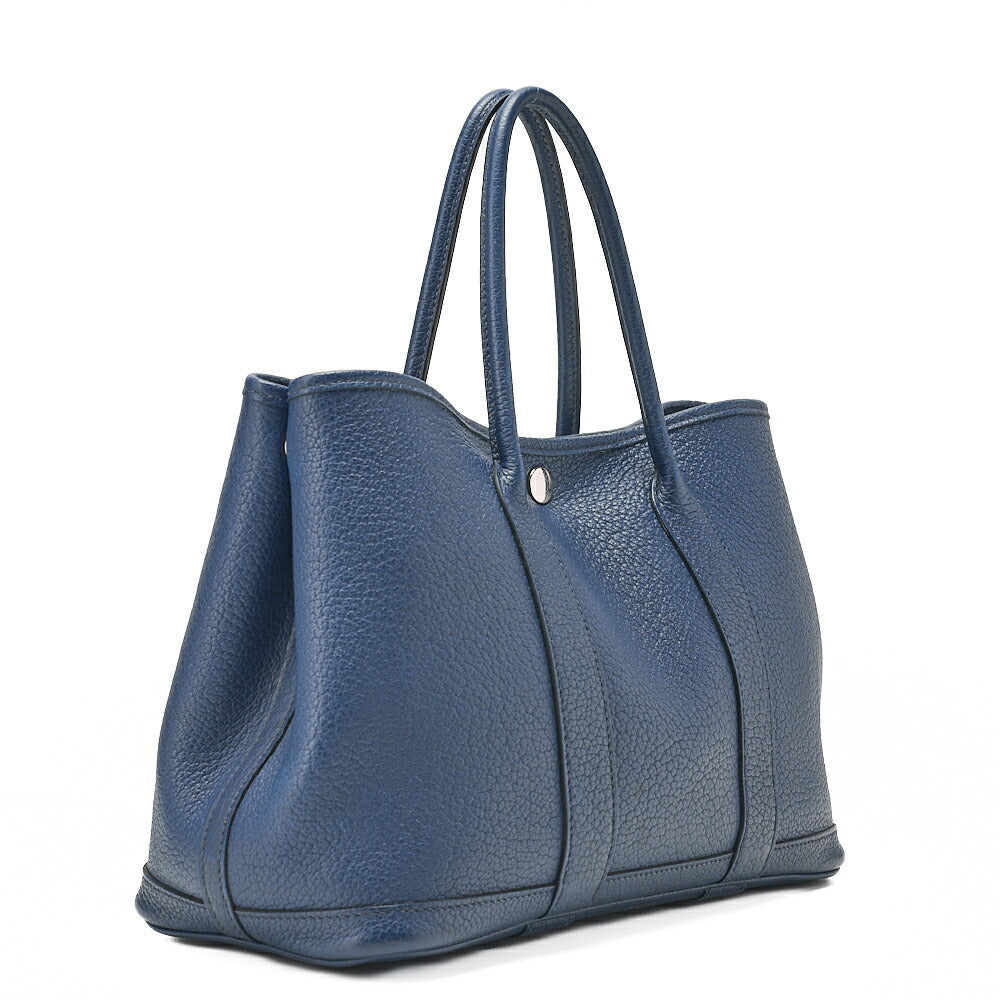 HERMES Garden Party TPM Tote Bag Negonda Brood Garis Silver-Tone Hardware, Pre-Owned